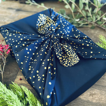 Snowflakes (Size L) 85x85 cm midnight blue gold